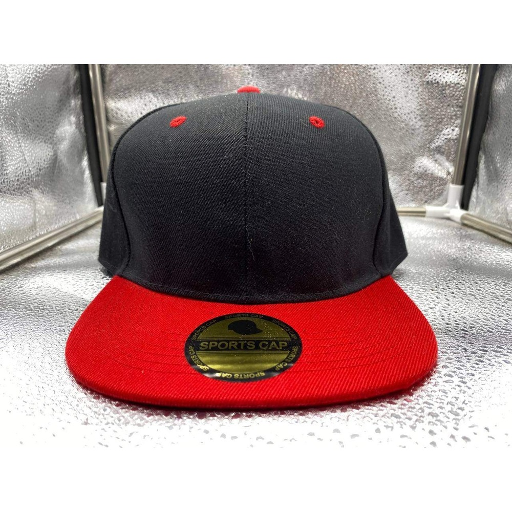 Gelante Snapback Hat Mens One Size Black Red Two Tone Flat Brim Baseball Cap